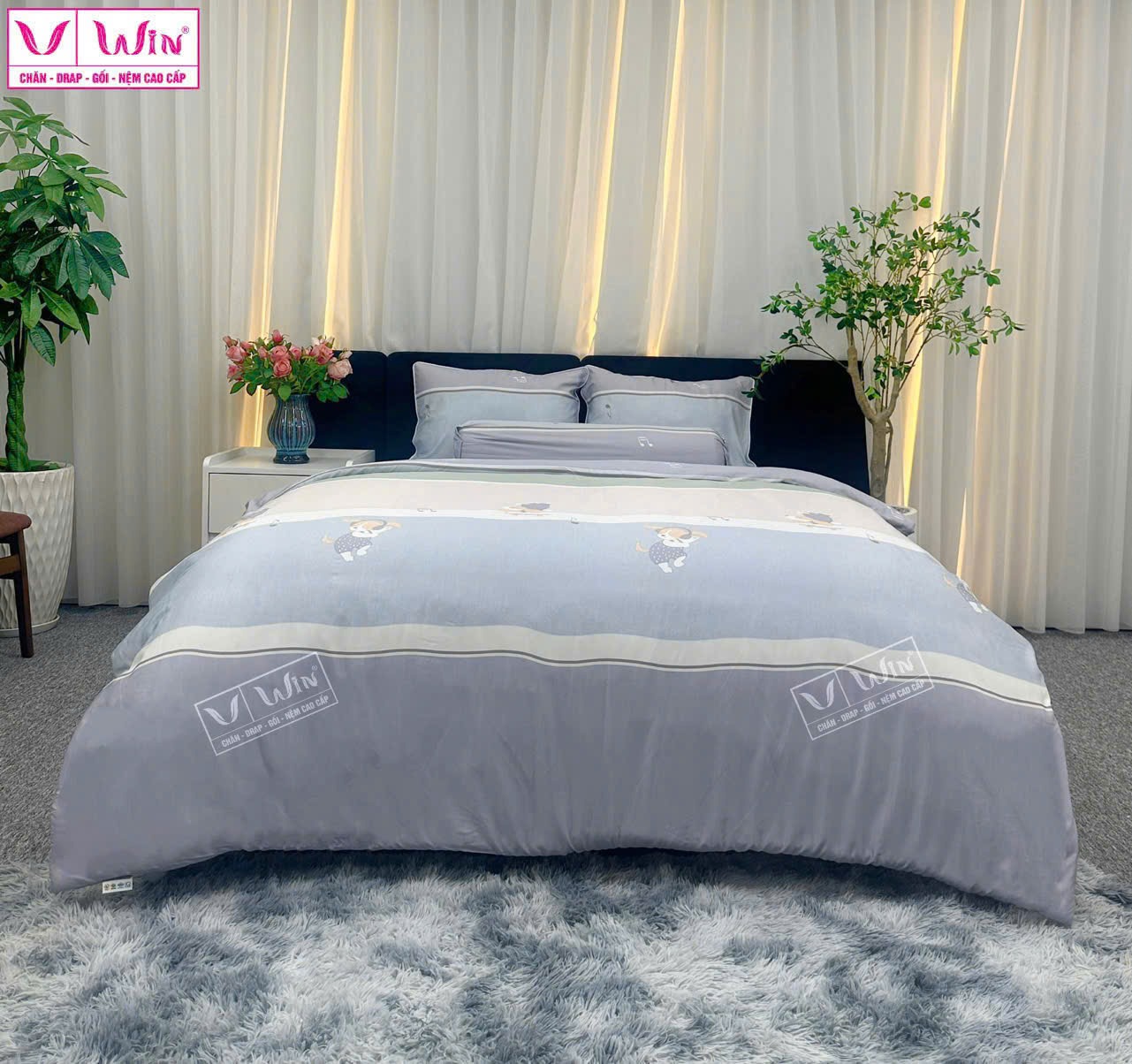 Bộ chăn ga Tencel cao cấp Thắng Lợi MSP827